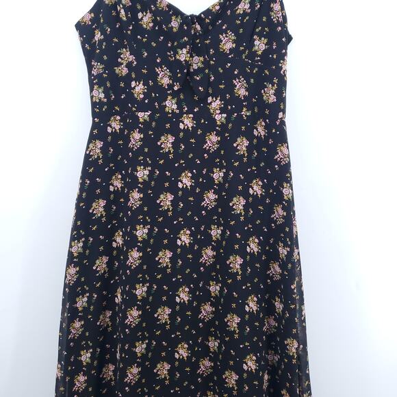 WAYF Retro Coq Y2k Babydoll Slip Dress Chiffon Floral TieKnot Lined Ruffle Hem M - Picture 5 of 16